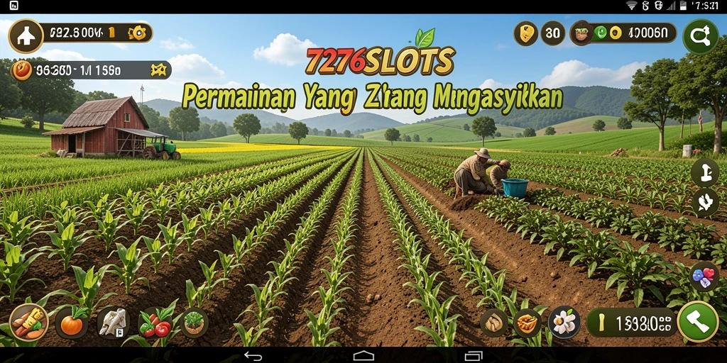 Tangkapan layar gameplay <strong>7276SLOTS</strong> menunjukkan petualangan pertanian yang seru dan menyenangkan.