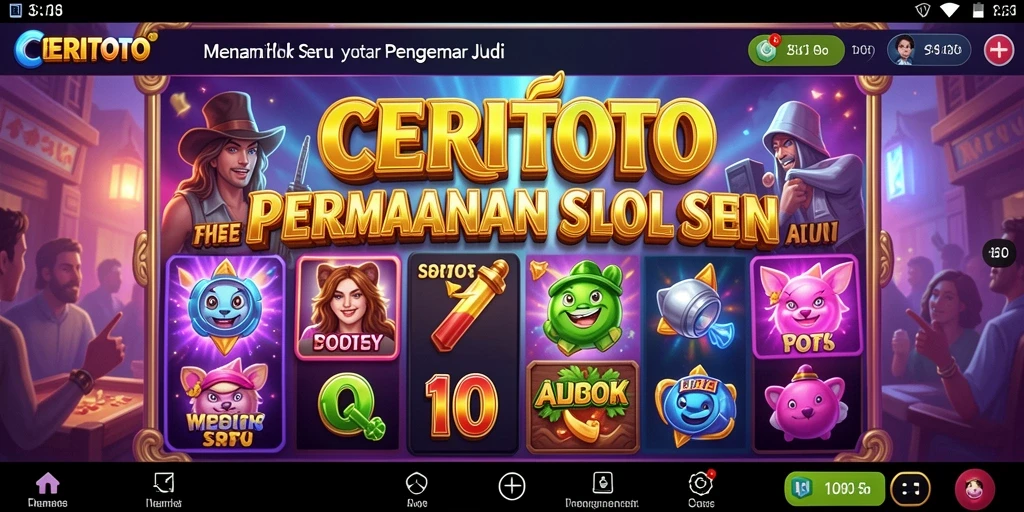 Tampilan gameplay CERITOTO dengan grafis menarik dan fitur bonus.