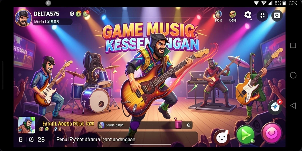 Tampilan gameplay DELTA575 yang penuh warna dan dinamis.