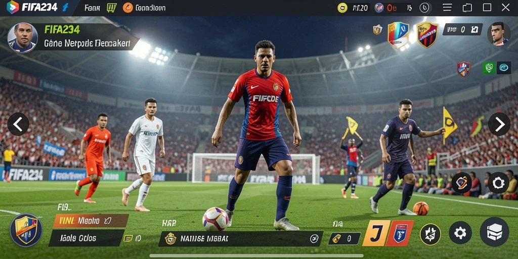 Tampilan grafis permainan FIFA234 saat beraksi di lapangan.