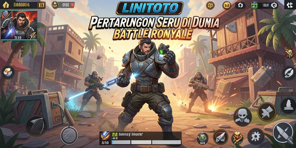 Tampilan gameplay menarik dari LINITOTO dengan aksi Battle Royale yang intens.