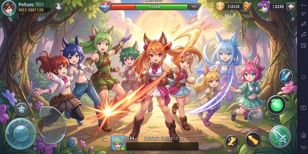 Tampilan gameplay menakjubkan dengan karakter Anime yang beraksi.