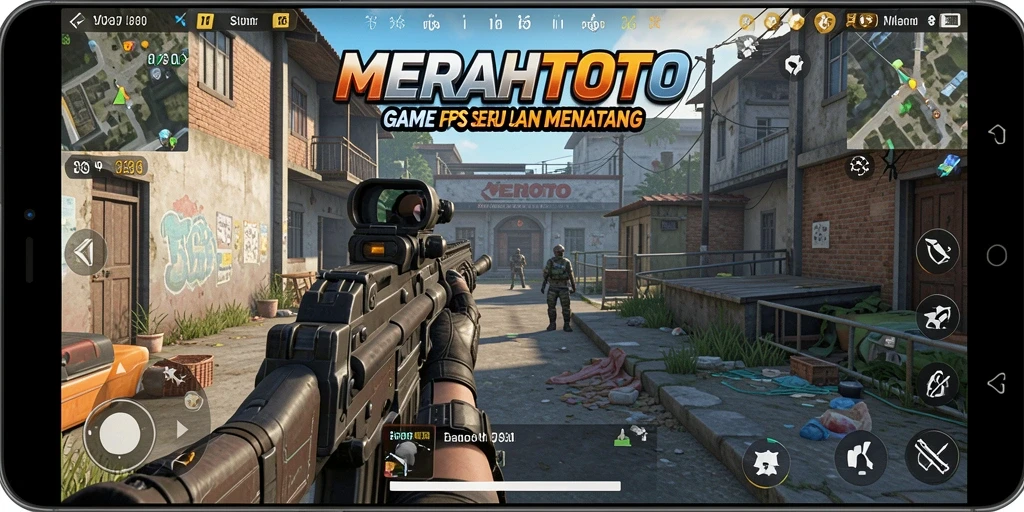 Gameplay MERAHTOTO yang mendebarkan dalam pertempuran FPS.