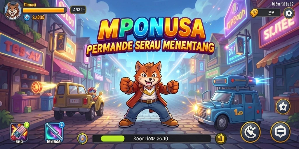 Screenshot dari gameplay MPONUSA yang menunjukkan aksi seru dalam permainan Arcade.