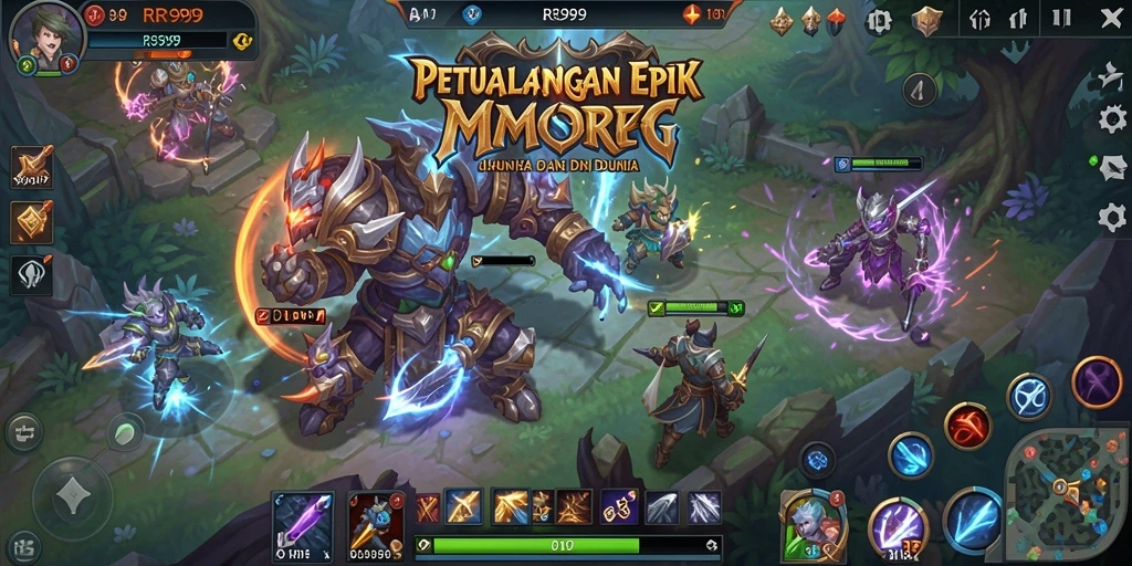 Tampilan gameplay menarik dalam petualangan MMORPG.