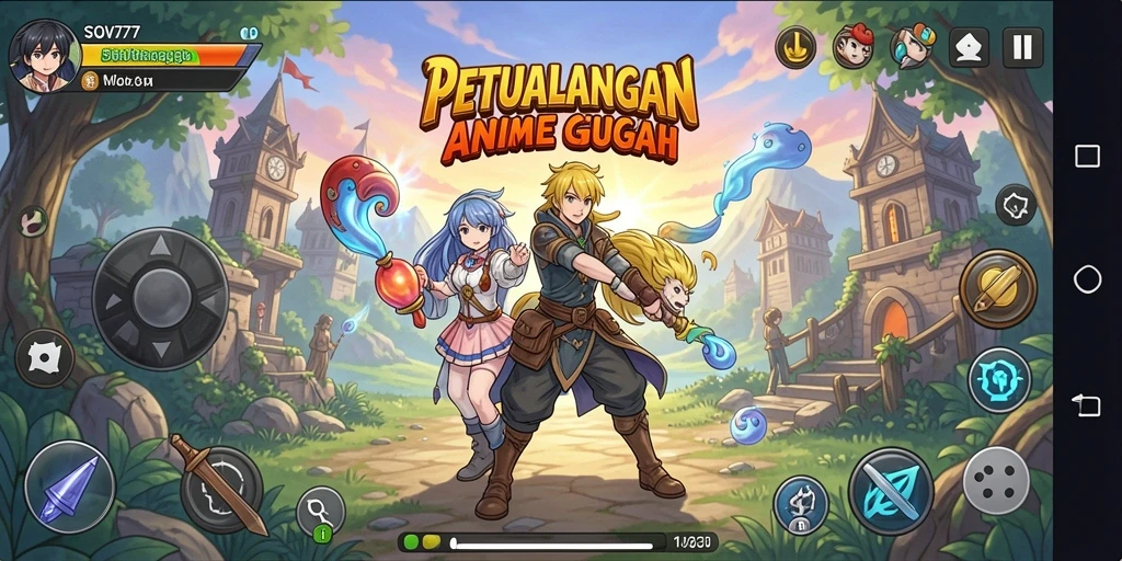 Screenshot gameplay SOV777 yang menampilkan karakter anime mendebarkan.