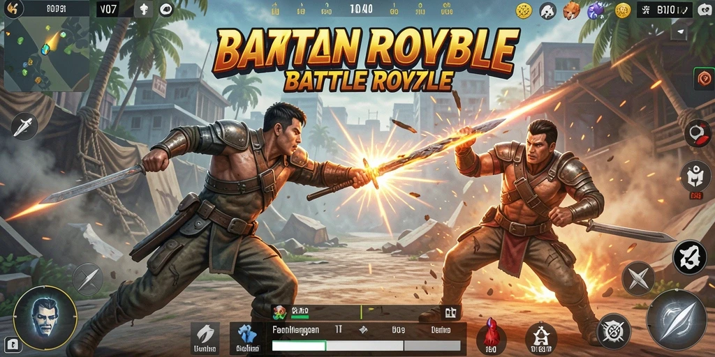 Tampilan menarik gameplay V07 dalam pertempuran Battle Royale.