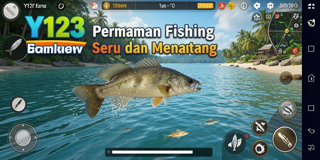 Screenshot gameplay <strong>YY123</strong> menunjukkan momen menangkap ikan yang mendebarkan.